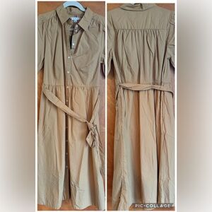 Tommy Hilfiger Tan Button-Front Shirt Dress